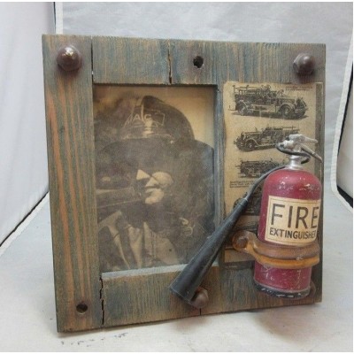 Fireman theme picture frame. Wood & metal   223103239052